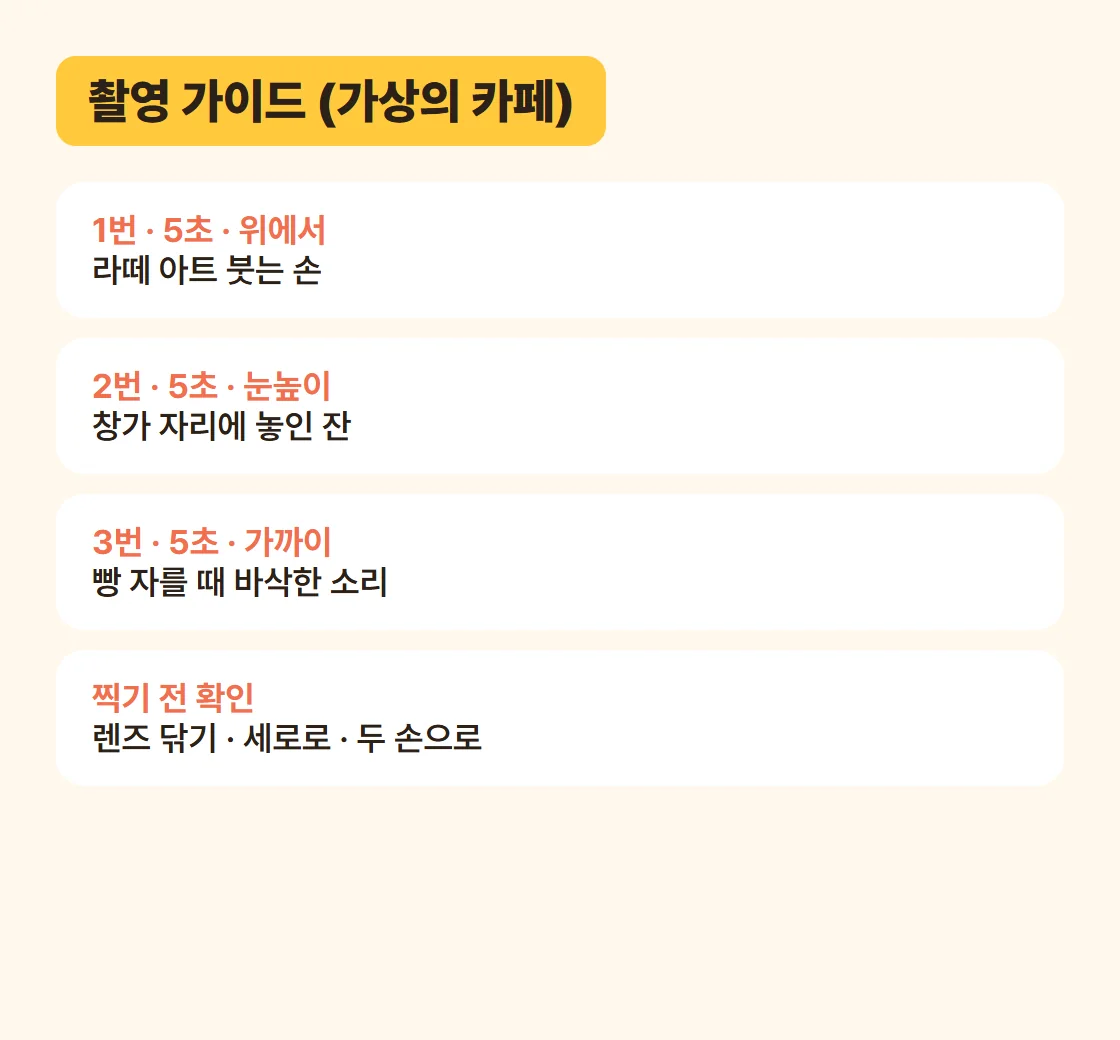 촬영 가이드 보기, 가상의 카페
