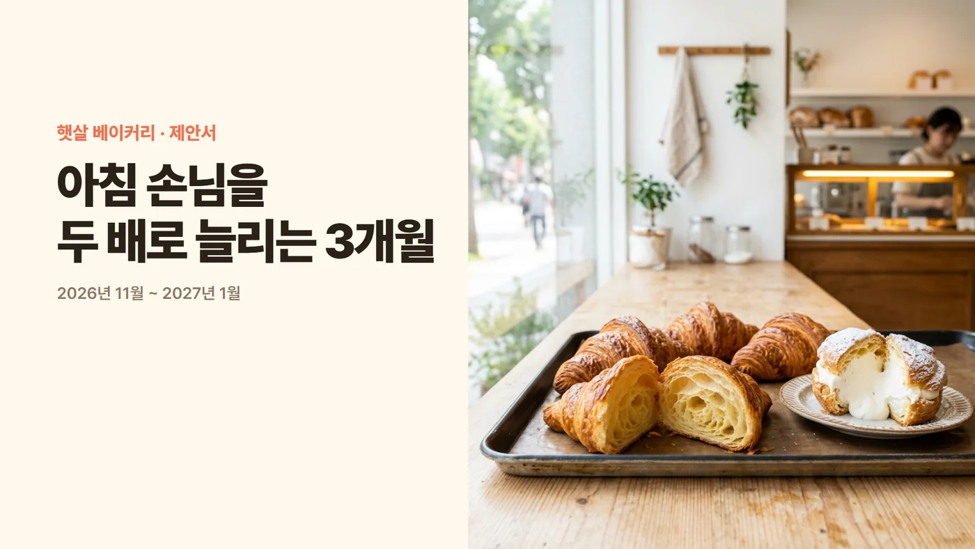 PPT 샘플 표지, 가상의 빵집 제안서