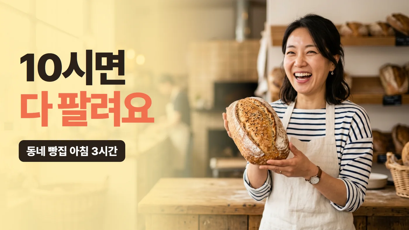 썸네일 샘플, 가상의 빵집 (얼굴은 AI로 만든 인물)