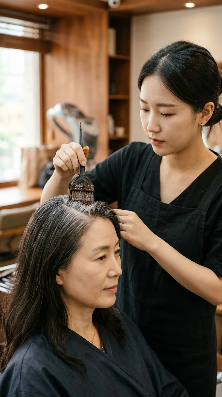 미용실 뿌리 염색 장면 (견본, AI 장면)